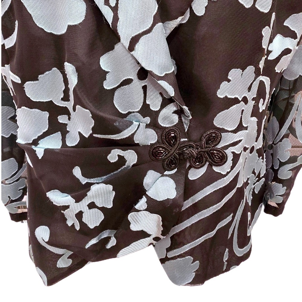 Vintage 90s Alex Evenings Petite MP Sheer Floral Evening Jacket Frog Closure - Picture 4 of 10